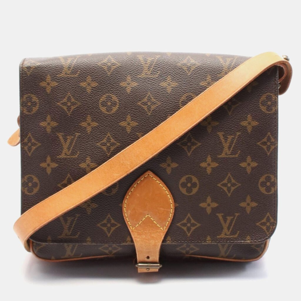 luxury-women-louis-vuitton-used-handbags-p1157158-004 Louis Vuitton Brown Monogram Canvas GM Cartouchiere Shoulder Bag