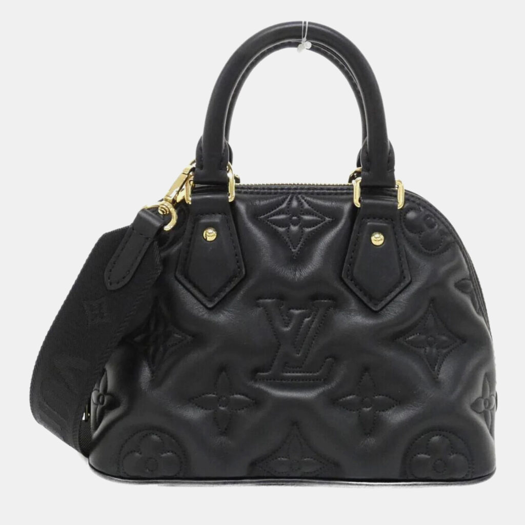 luxury-women-louis-vuitton-used-handbags-p1157334-003 Louis Vuitton Black Bubblegram Leather Alma Soft BB Handbag