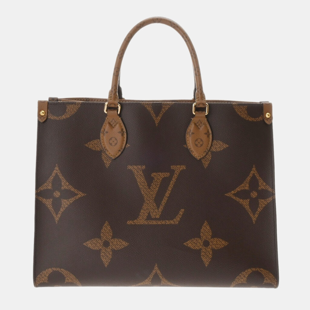 luxury-women-louis-vuitton-used-handbags-p1157406-005 Louis Vuitton Brown Monogram Canvas Reverse OnTheGo MM Handbag