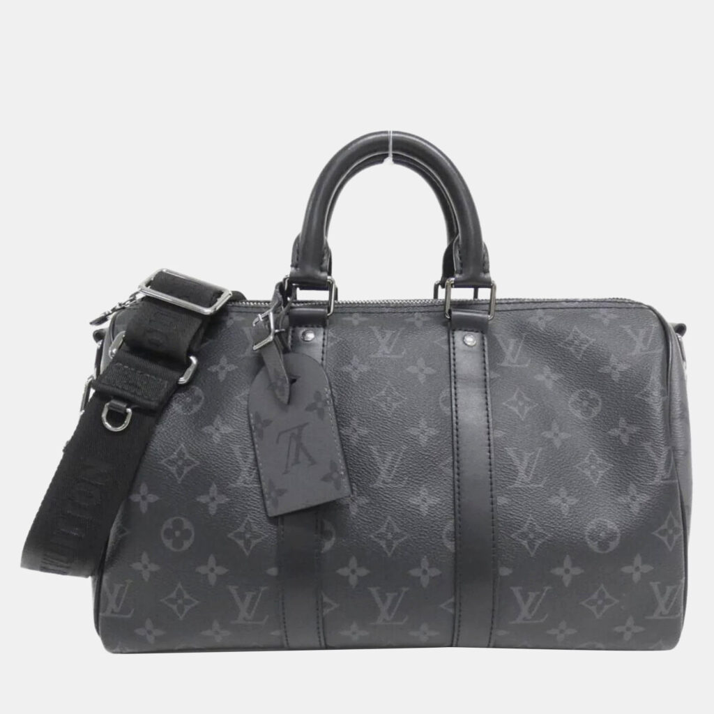 luxury-women-louis-vuitton-used-handbags-p1157418-005 Louis Vuitton Monogram Eclipse Keepall Bandouliere 35 Boston Bag