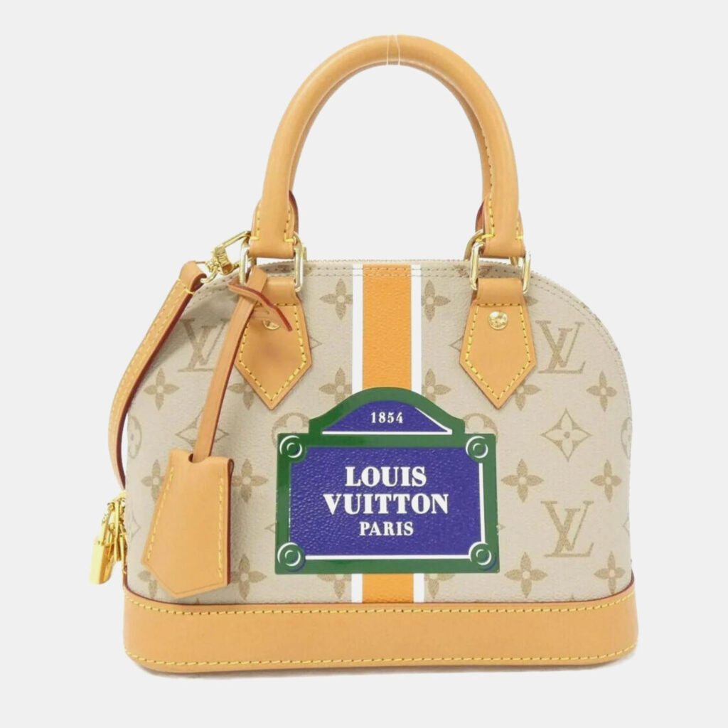 luxury-women-louis-vuitton-used-handbags-p1157425-003 Louis Vuitton Beige Monogram Monopanam LV Street Sign Alma BB Handbag