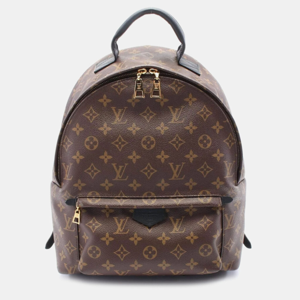 luxury-women-louis-vuitton-used-handbags-p1157465-004 Louis Vuitton Brown Coated Canvas Leather Monogram Palm Springs Backpack MM Bag