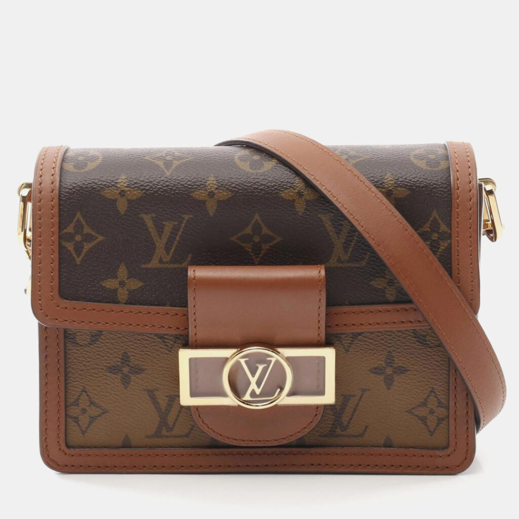 luxury-women-louis-vuitton-used-handbags-p1157476-009 Louis Vuitton Coated Canvas Leather Monogram Reverse Dauphine Mini Shoulder Bag