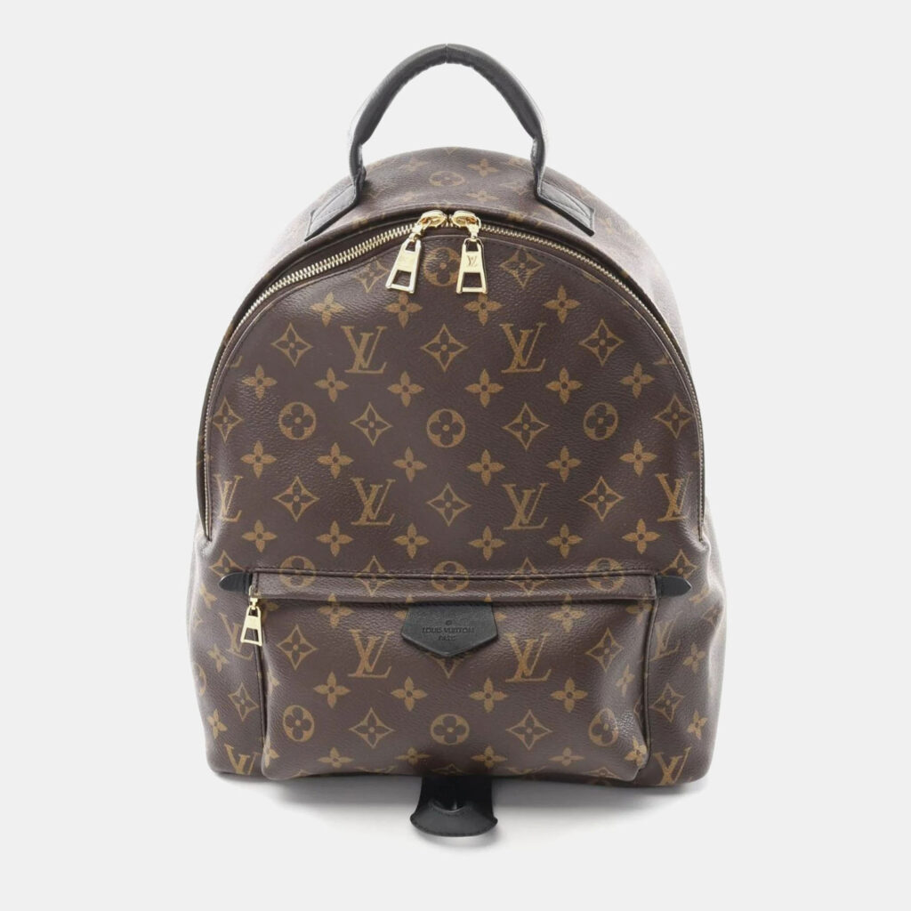 luxury-women-louis-vuitton-used-handbags-p1157477-009 Louis Vuitton Brown Coated Canvas Leather Monogram Palm Springs Backpack