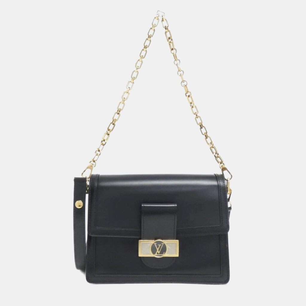luxury-women-louis-vuitton-used-handbags-p1157489-007 Louis Vuitton Black Leather Dauphine MM Shoulder Bag