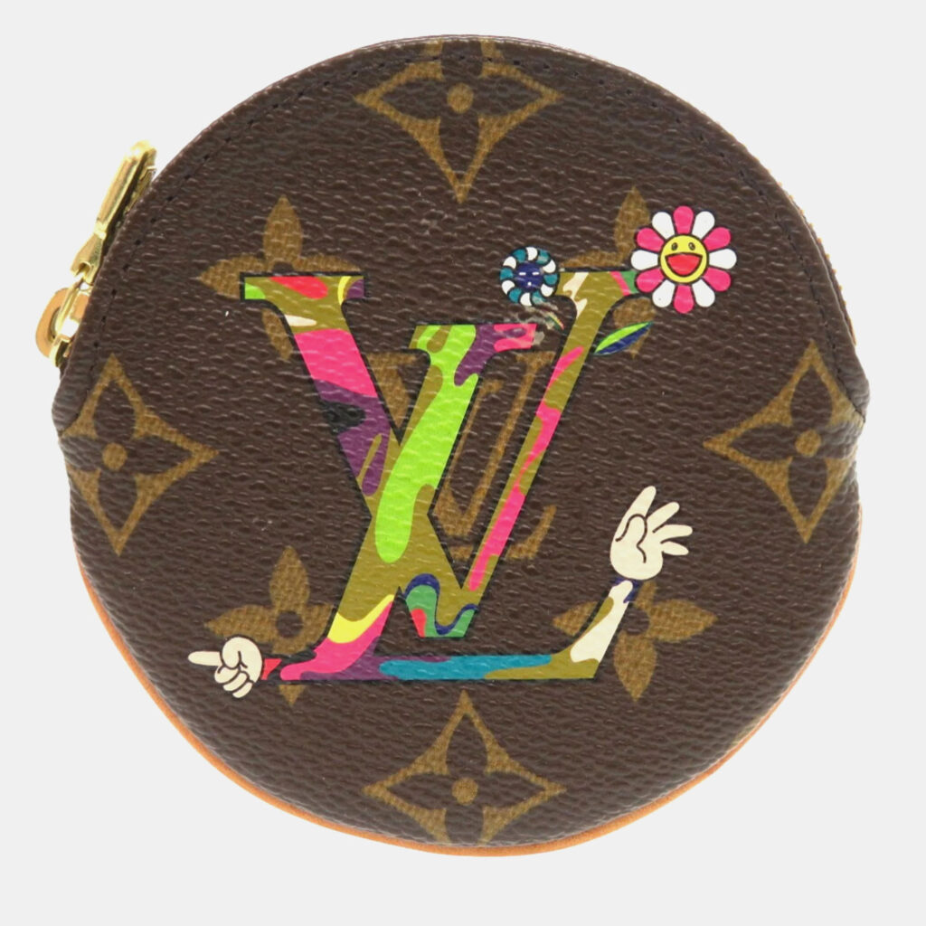 luxury-women-louis-vuitton-used-handbags-p1158871-008 Louis Vuitton Brown Monogram Canvas Takashi Murakami Coin Case