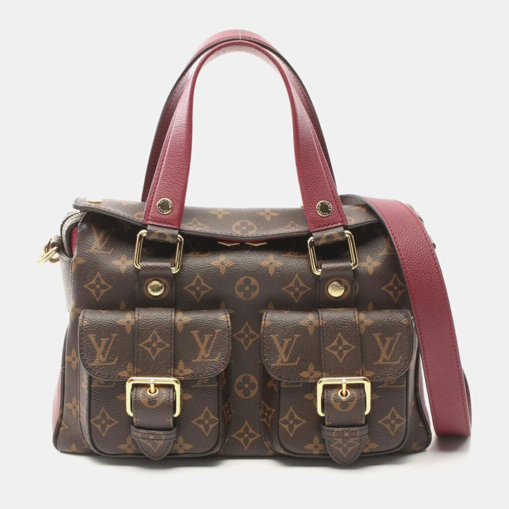 luxury-women-louis-vuitton-used-handbags-p1158877-009 Louis Vuitton Brown Bordeaux Monogram Canvas Manhattan Handbag