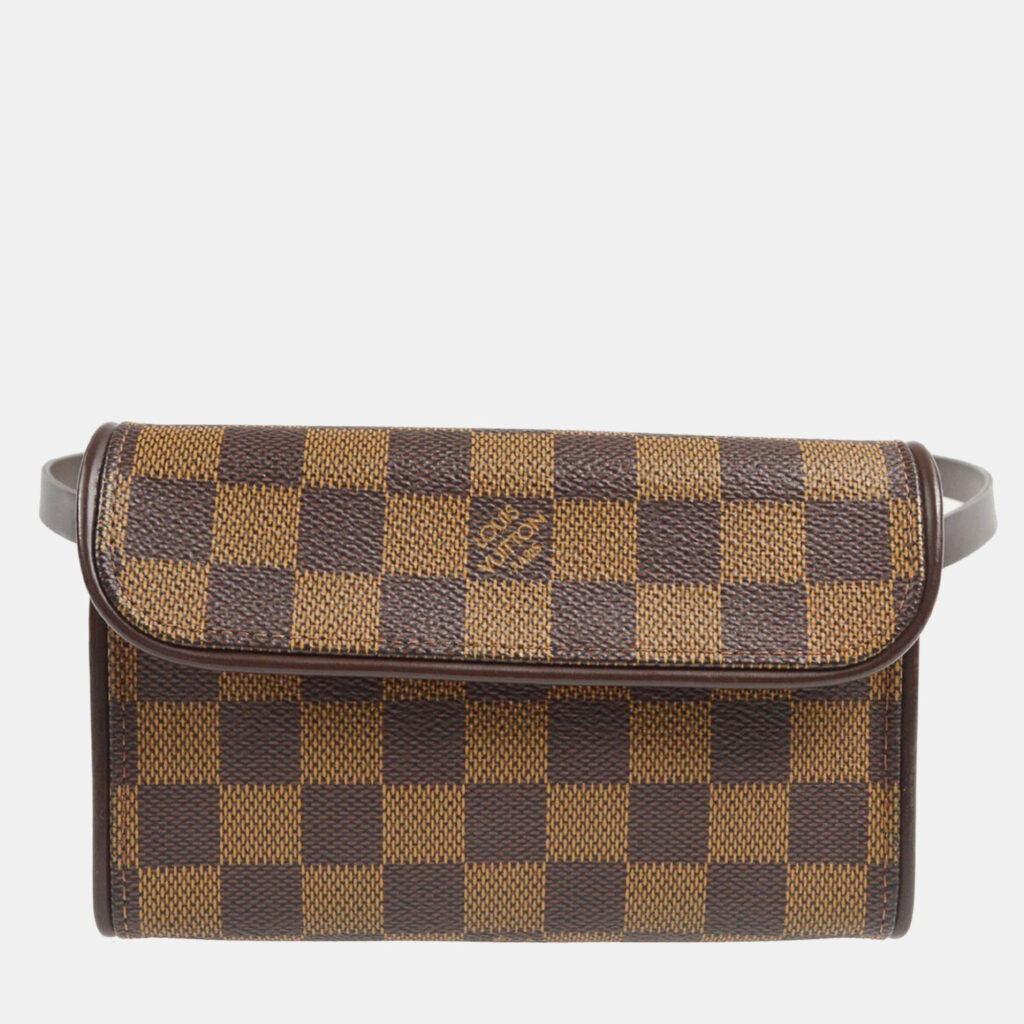 luxury-women-louis-vuitton-used-handbags-p1159096-008 Louis Vuitton Damier Ebene Canvas Pochette Florentine Belt Bum Bag