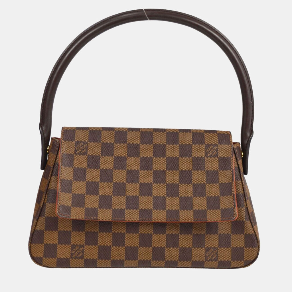 luxury-women-louis-vuitton-used-handbags-p1159114-004 Louis Vuitton Damier Ebene Canvas Mini Looping Handbag