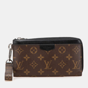 Louis Vuitton Black Brown Monogram Macassar Zippy Dragonne Wallet