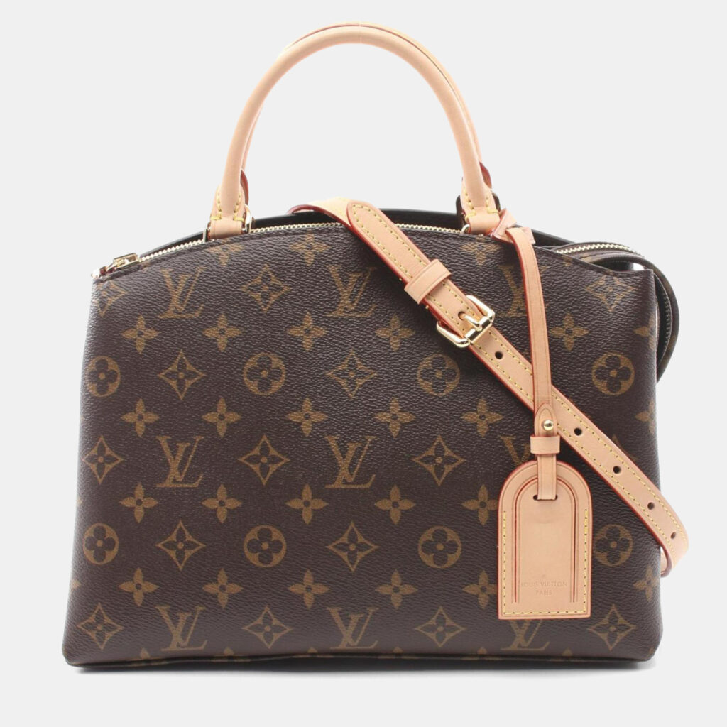 luxury-women-louis-vuitton-used-handbags-p1160840-001 Louis Vuitton Brown Coated Canvas Leather Monogram Petit Palais PM Handbag