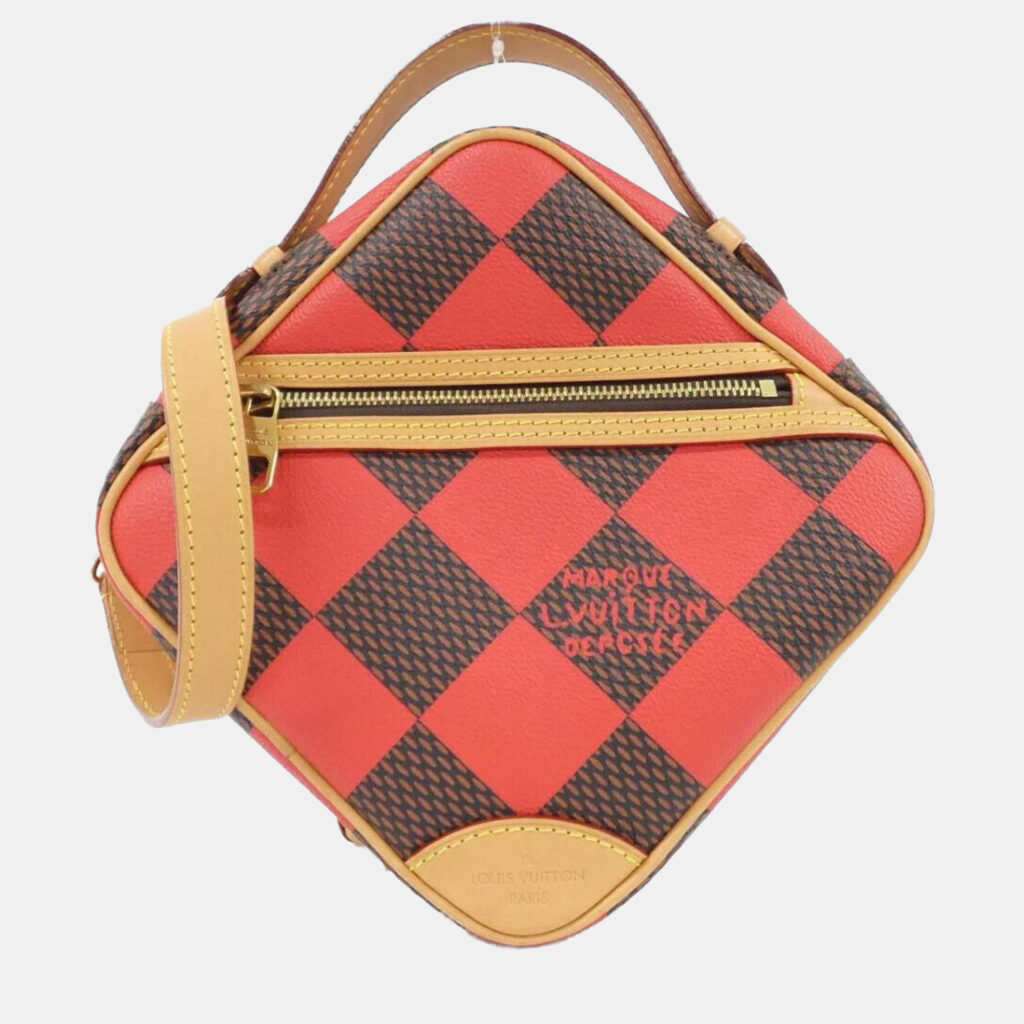 luxury-women-louis-vuitton-used-handbags-p1160849-005 Louis Vuitton Red/Brown Damier Pop Chess Messenger Bag