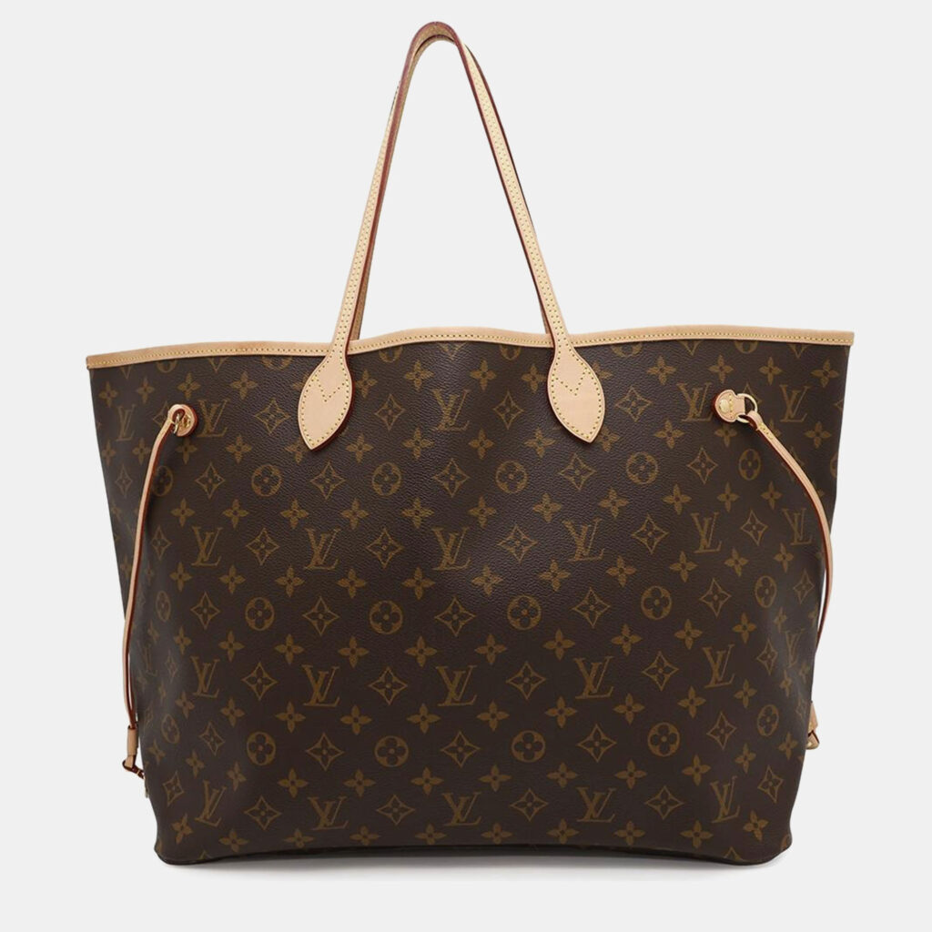 luxury-women-louis-vuitton-used-handbags-p1161138-006 Louis Vuitton Beige Monogram Neverfull GM Tote Bag