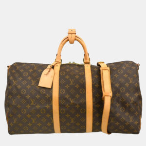 Louis Vuitton Brown Monogram Keepall Bandouliere 55 Duffle Bag