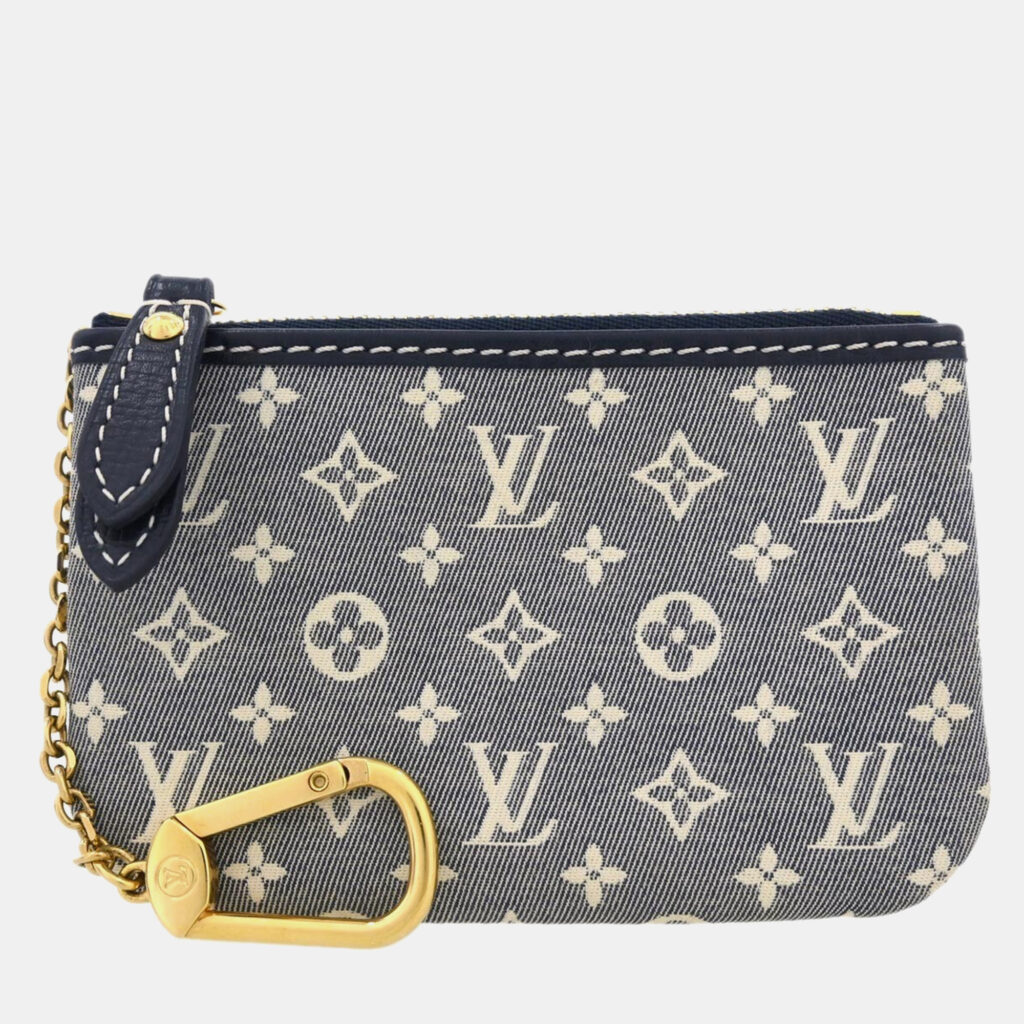 luxury-women-louis-vuitton-used-handbags-p1161925-004 Louis Vuitton Navy Monogram Idylle Canvas Pochette Cles Coin Case