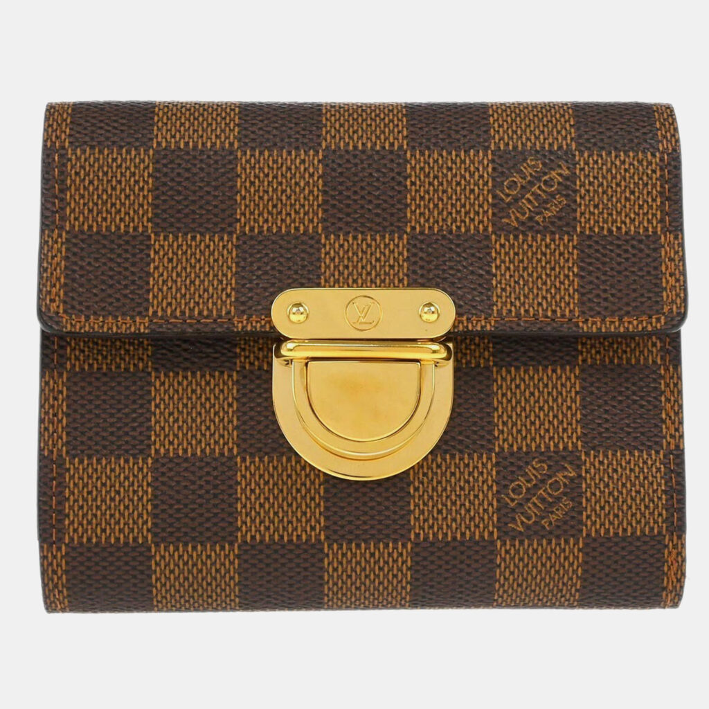 luxury-women-louis-vuitton-used-handbags-p1161931-003 Louis Vuitton Brown Damier Ebene Canvas Portefeuille Wallet