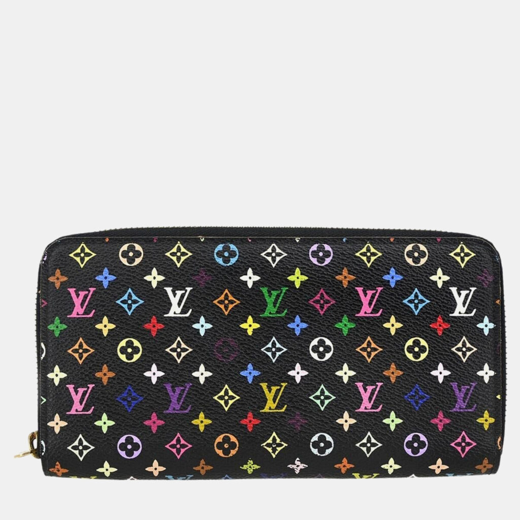luxury-women-louis-vuitton-used-handbags-p1161938-007 Louis Vuitton Black Multicolor Monogram Canvas Zippy Wallet