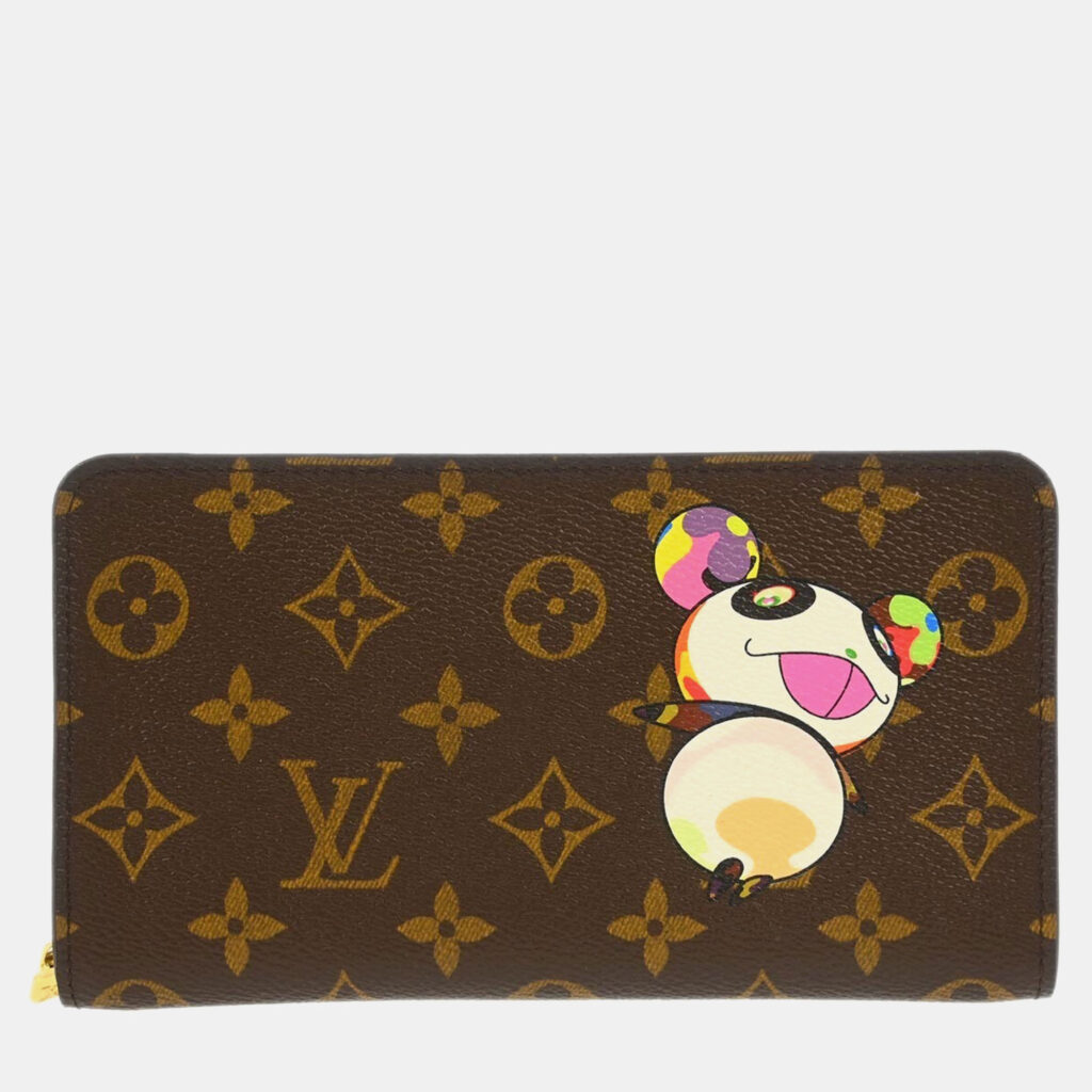 luxury-women-louis-vuitton-used-handbags-p1161960-007 Louis Vuitton Brown Monogram Canvas Panda Zip Wallet