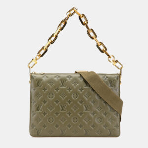 Louis Vuitton Brown Monogram Embossed Puffy Lambskin Coussin MM
