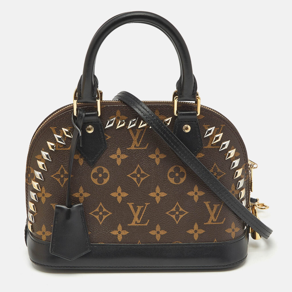 luxury-women-louis-vuitton-used-handbags-p1163445-017 Louis Vuitton Monogram Canvas Macassar Studded Alma BB Bag
