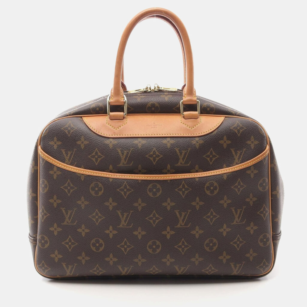 luxury-women-louis-vuitton-used-handbags-p1164047-007 Louis Vuitton Brown Monogram Canvas Deauville Bowling Vanity Handbag