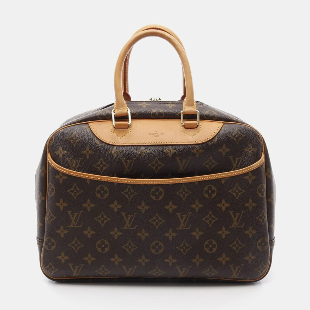 luxury-women-louis-vuitton-used-handbags-p1164078-009 Louis Vuitton Brown Monogram Leather Deauville Bowling Bag