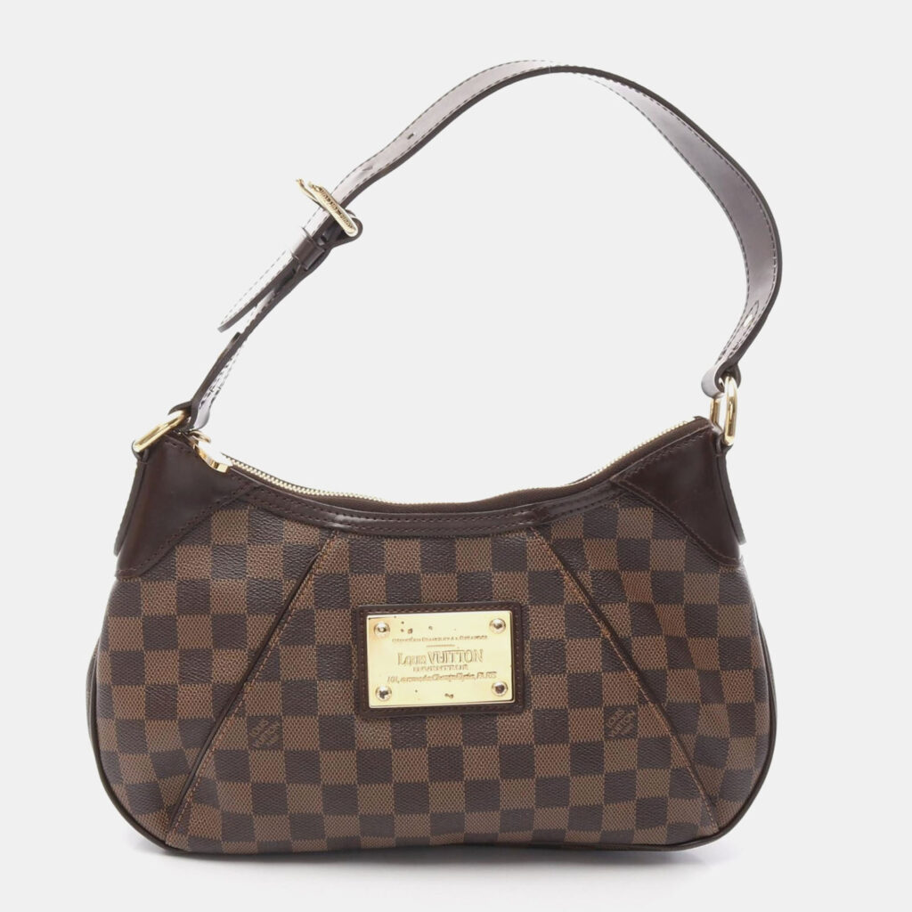 luxury-women-louis-vuitton-used-handbags-p1164084-006 Louis Vuitton Brown Ebene Damier Leather Thames PM Shoulder Bag