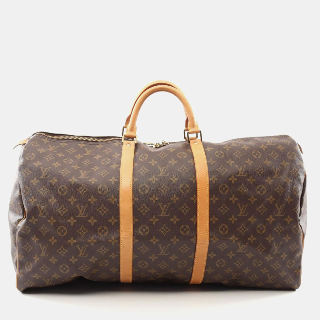 luxury-women-louis-vuitton-used-handbags-p1164096-002 Louis Vuitton Keepall 60 Brown Monogram Canvas Boston Bag