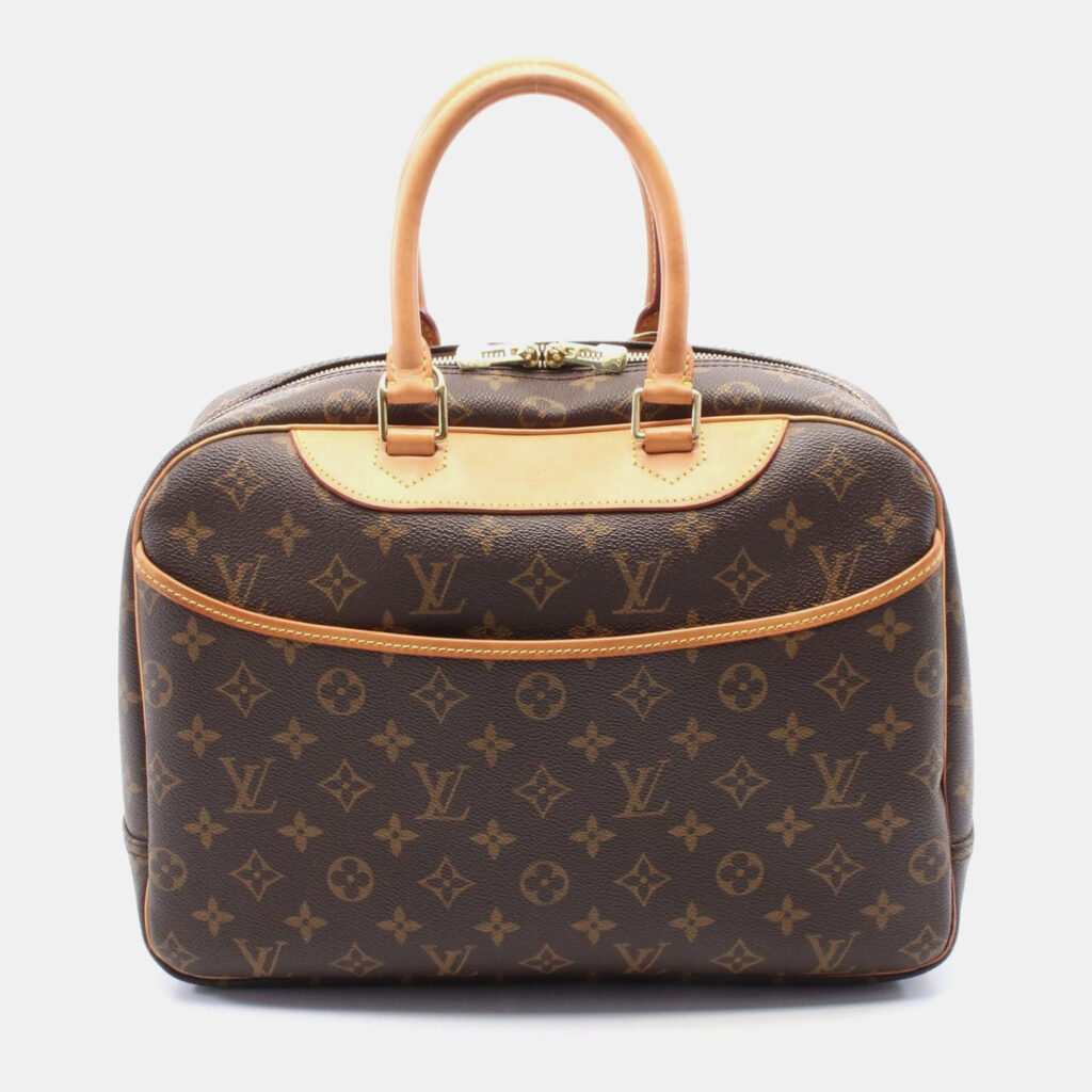 luxury-women-louis-vuitton-used-handbags-p1164097-009 Louis Vuitton Deauville Brown Monogram Canvas Top Handle Bag