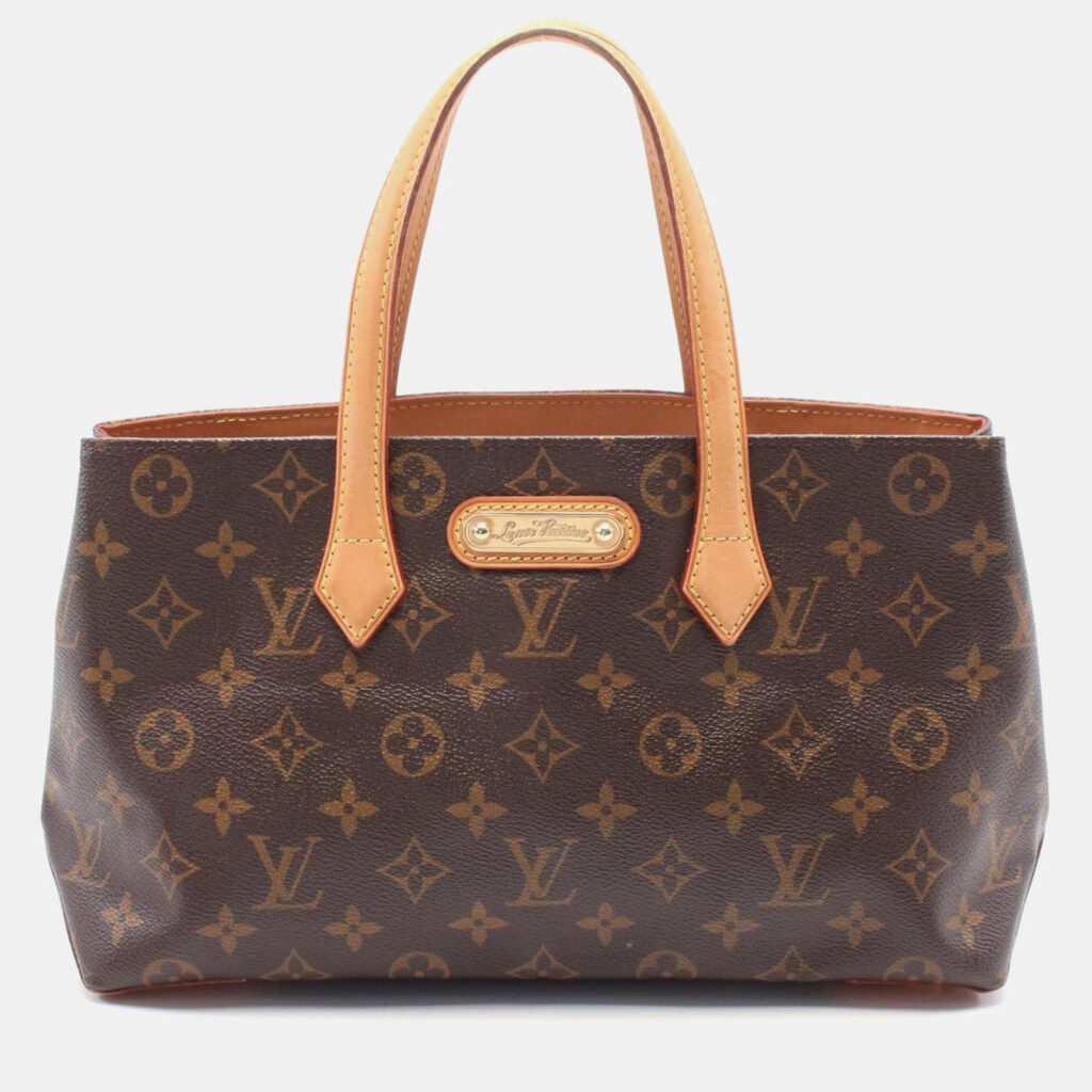 luxury-women-louis-vuitton-used-handbags-p1164125-005 Louis Vuitton Wilshire PM Brown Monogram Canvas Tote Bag