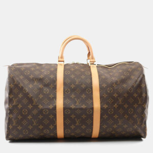 Louis Vuitton Keepall 55 Brown Monogram Leather Travel Bag