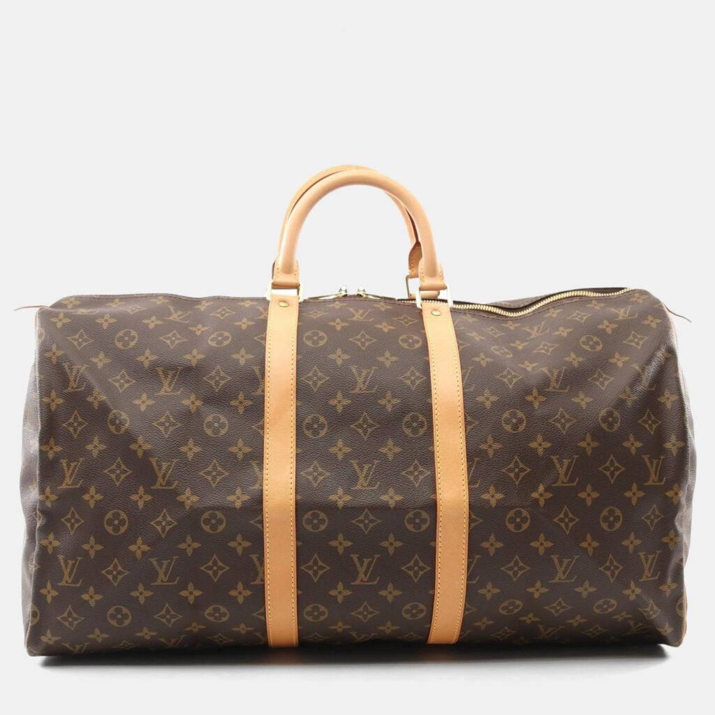 luxury-women-louis-vuitton-used-handbags-p1164160-009 Louis Vuitton Keepall 55 Brown Monogram Leather Travel Bag