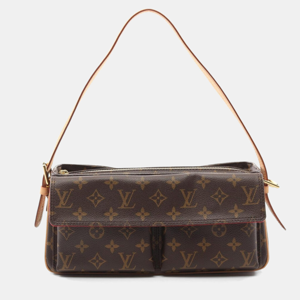 luxury-women-louis-vuitton-used-handbags-p1164191-004 Louis Vuitton Vivacite MM Brown Monogram Leather Shoulder Bag