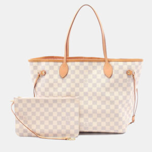 Louis Vuitton  Neverfull MM White Damier Azur Canvas Tote Bag