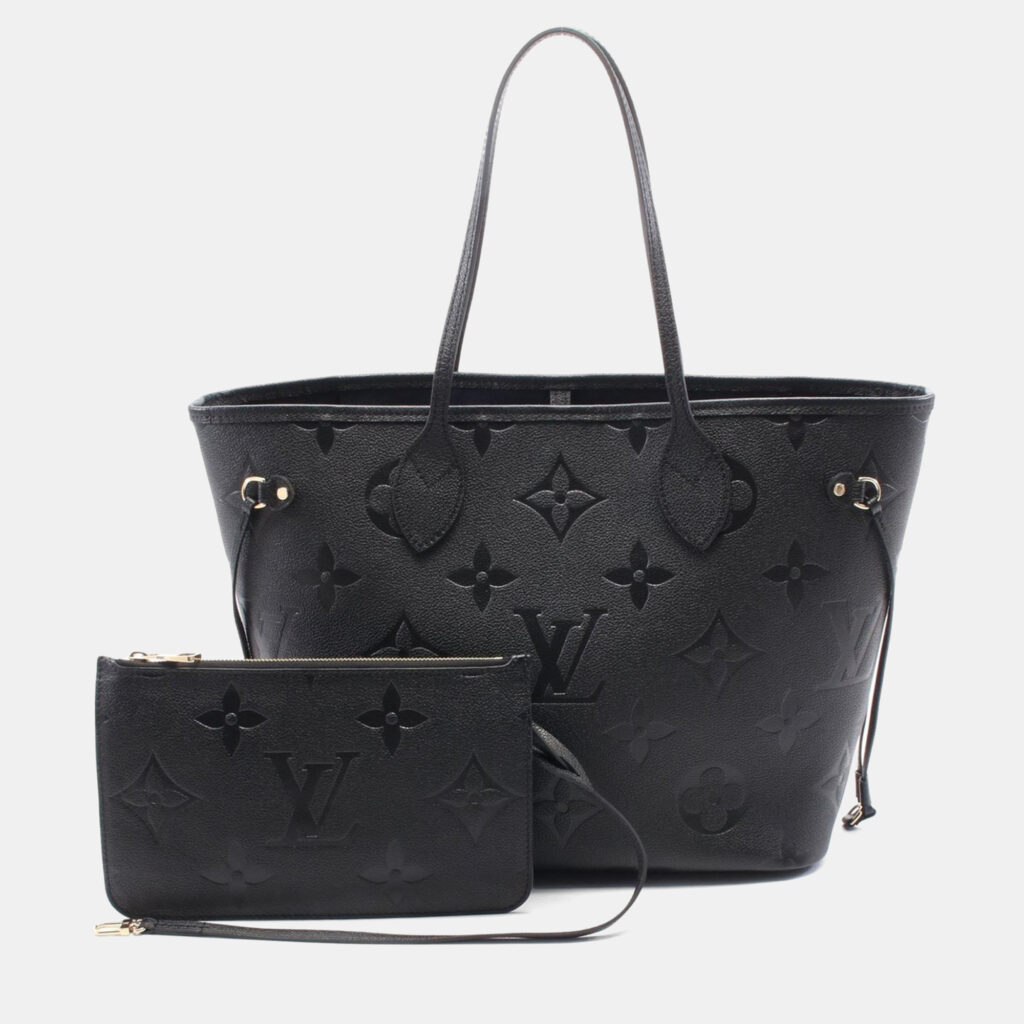 luxury-women-louis-vuitton-used-handbags-p1164239-004 Louis Vuitton Neverfull MM Noir Monogram Empreinte Leather Tote Bag