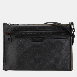 Louis Vuitton Black Monogram Shadow Double Flat Messenger
