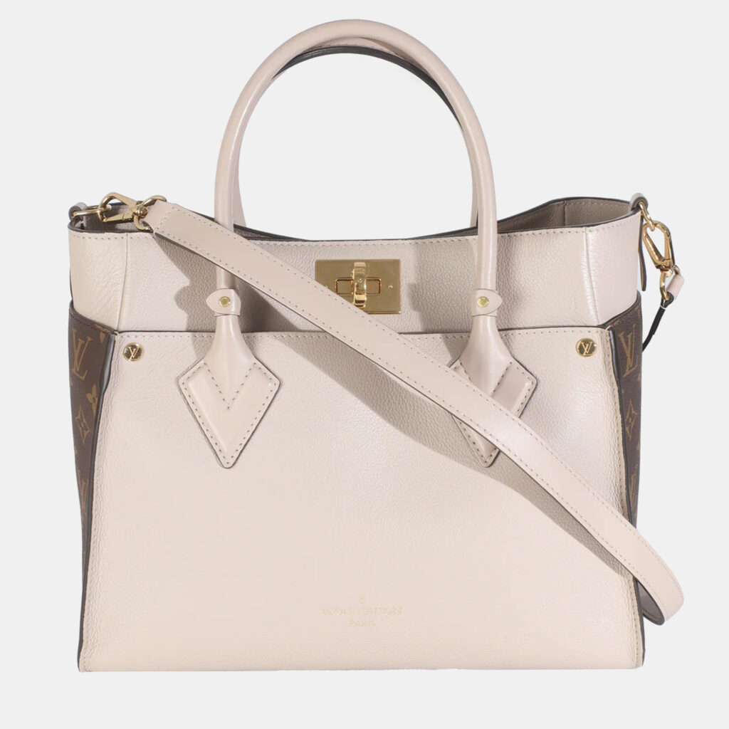 luxury-women-louis-vuitton-used-handbags-p1164370-006 Louis Vuitton Greige Calfskin Monogram On My Side MM bag