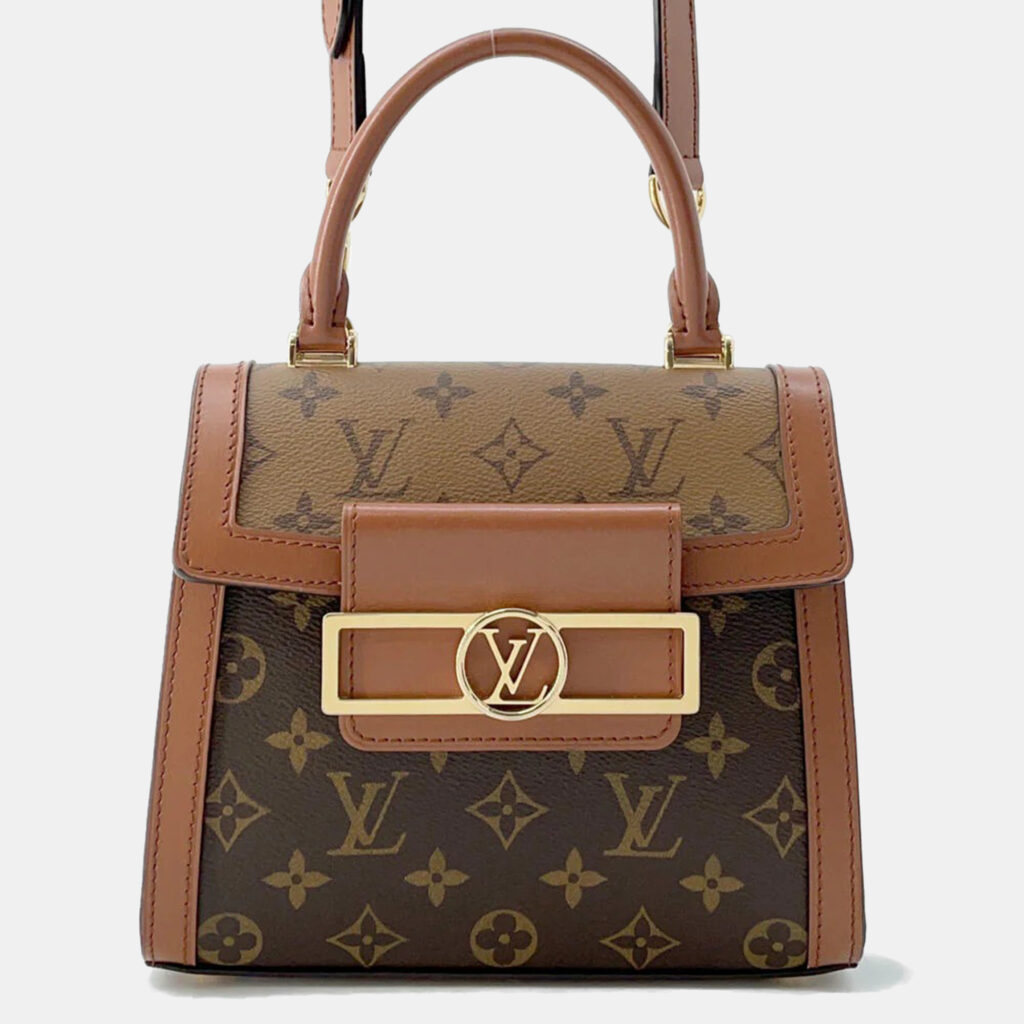 luxury-women-louis-vuitton-used-handbags-p1164771-010 Louis Vuitton Dauphine Brown Monogram Reverse Canvas Top Handle Bag
