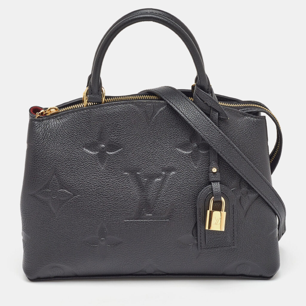 luxury-women-louis-vuitton-used-handbags-p1164875-011 Louis Vuitton Black Monogram Empreinte Leather Petit Palais Bag