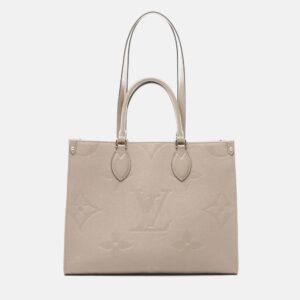 Louis Vuitton Onthego MM Beige Monogram Empreinte Leather Tote Bag