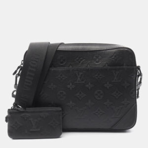 Louis Vuitton Duo Messenger Black Monogram Shadow Leather Crossbody Bag