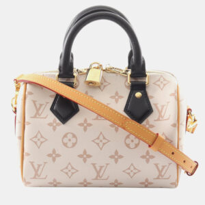 Louis Vuitton Speedy Bandouliere 20 Beige Monogram Canvas Top Handle Bag