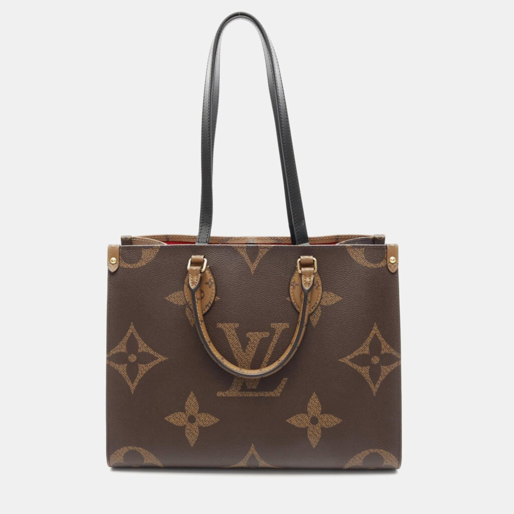 luxury-women-louis-vuitton-used-handbags-p1167738-010 Louis Vuitton OnTheGo MM Brown/Beige Monogram Giant Canvas Tote Bag