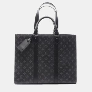 Louis Vuitton Sac Plat 24H Black Monogram Eclipse Canvas Tote Bag