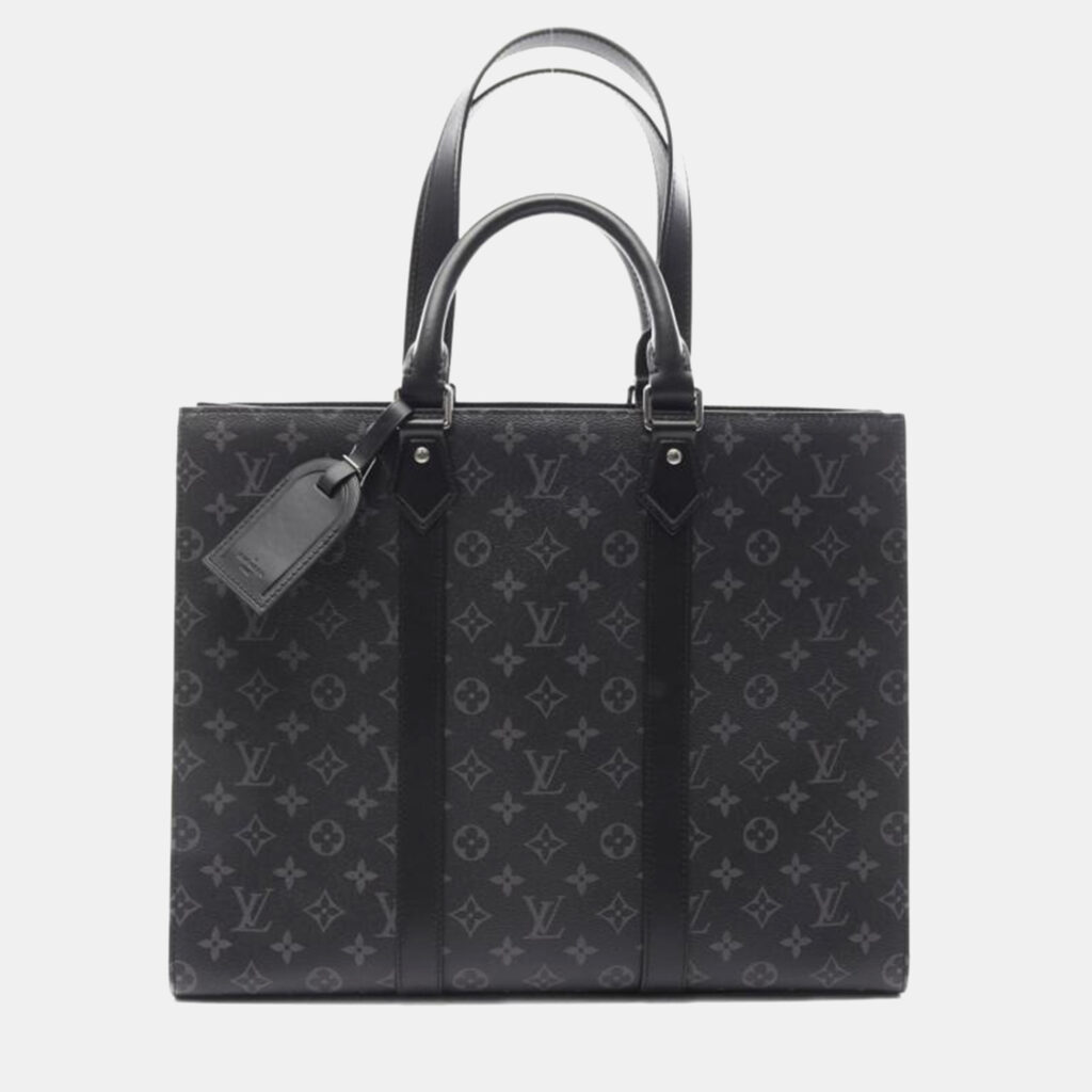 luxury-women-louis-vuitton-used-handbags-p1167744-010 Louis Vuitton Sac Plat 24H Black Monogram Eclipse Canvas Tote Bag
