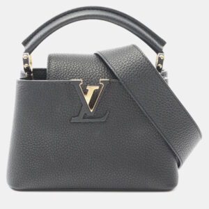 Louis Vuitton Capucines Mini Black Taurillon Clemence Leather Top Handle Bag