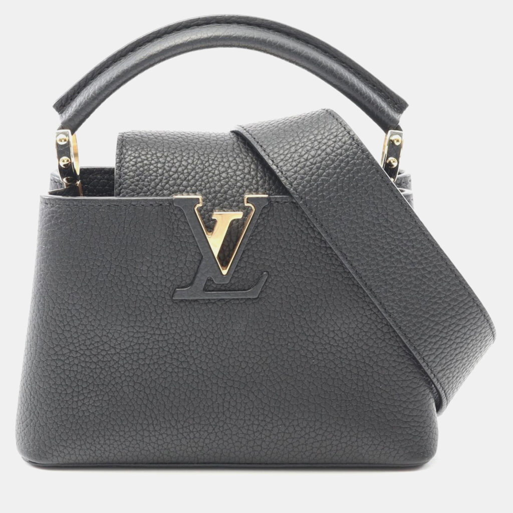 luxury-women-louis-vuitton-used-handbags-p1167746-015 Louis Vuitton Capucines Mini Black Taurillon Clemence Leather Top Handle Bag