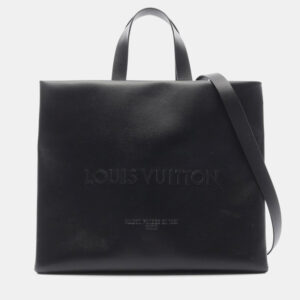 Louis Vuitton Shopper Tote MM Black Leather Tote Bag