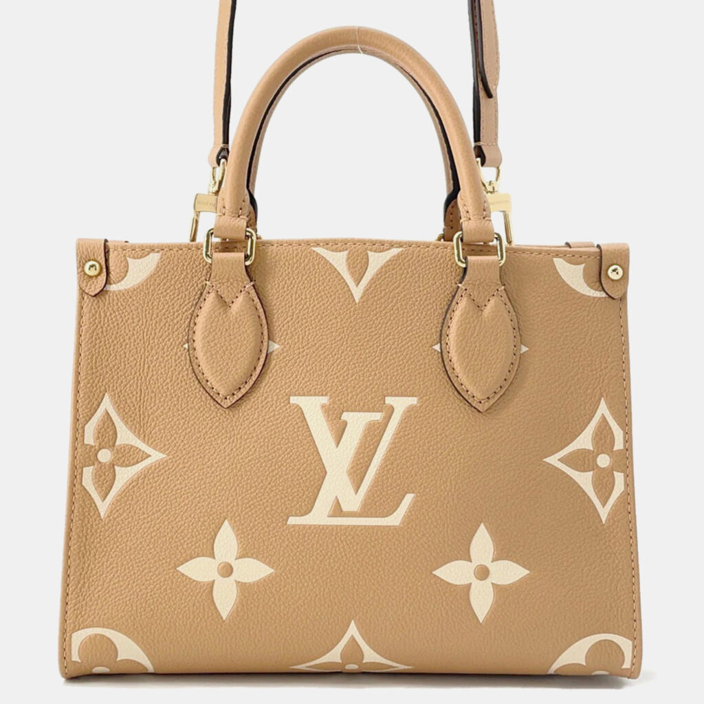 luxury-women-louis-vuitton-used-handbags-p1168562-003 Louis Vuitton Onthego PM Arizona/Claim Bicolor Monogram Empreinte Leather Tote Bag