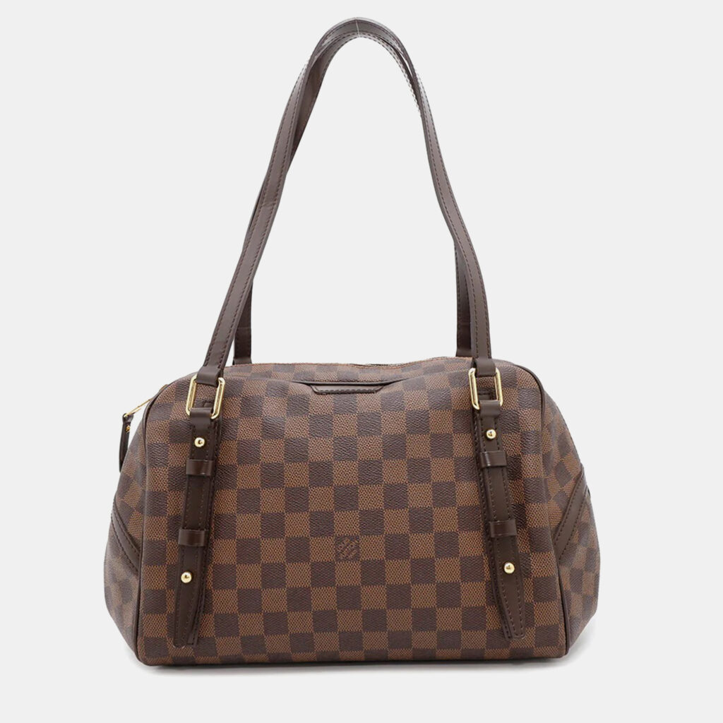 luxury-women-louis-vuitton-used-handbags-p1168571-005 Louis Vuitton Rivington PM Brown Damier Ebene Canvas Shouder Bag